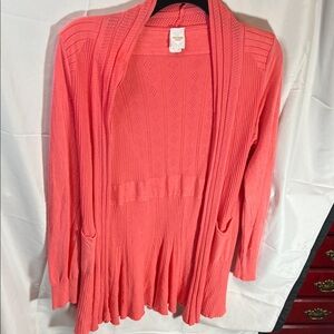 Elegant Coral Open Front Cardigan
